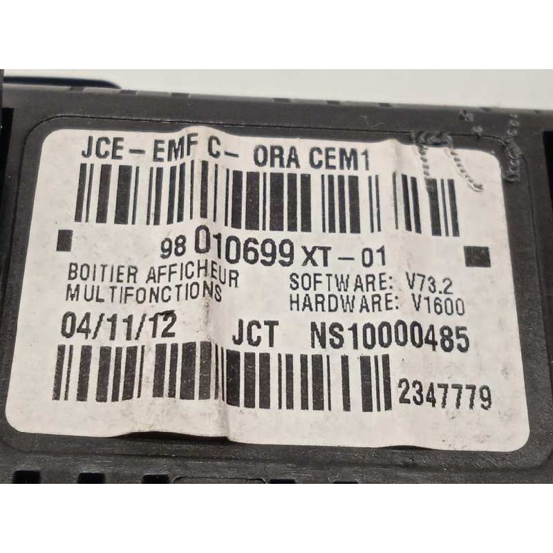 Recambio de pantalla multifuncion para citroën c3 tonic referencia OEM IAM 98010699XT  