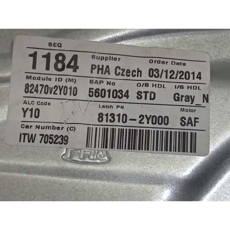 Recambio de elevalunas delantero izquierdo para hyundai ix35 1.7 crdi cat referencia OEM IAM 824702Y010  