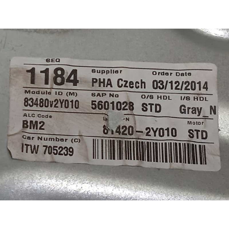 Recambio de elevalunas trasero derecho para hyundai ix35 1.7 crdi cat referencia OEM IAM 834802Y010  