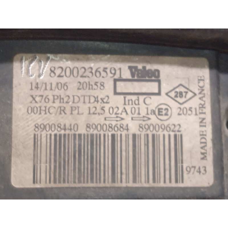 Recambio de faro derecho para renault kangoo (f/kc0) 1.5 dci diesel referencia OEM IAM 8200236591  