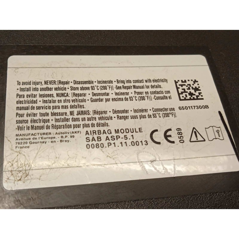 Recambio de airbag lateral delantero derecho para honda hr-v advance referencia OEM IAM 0080P1110013  650117300B