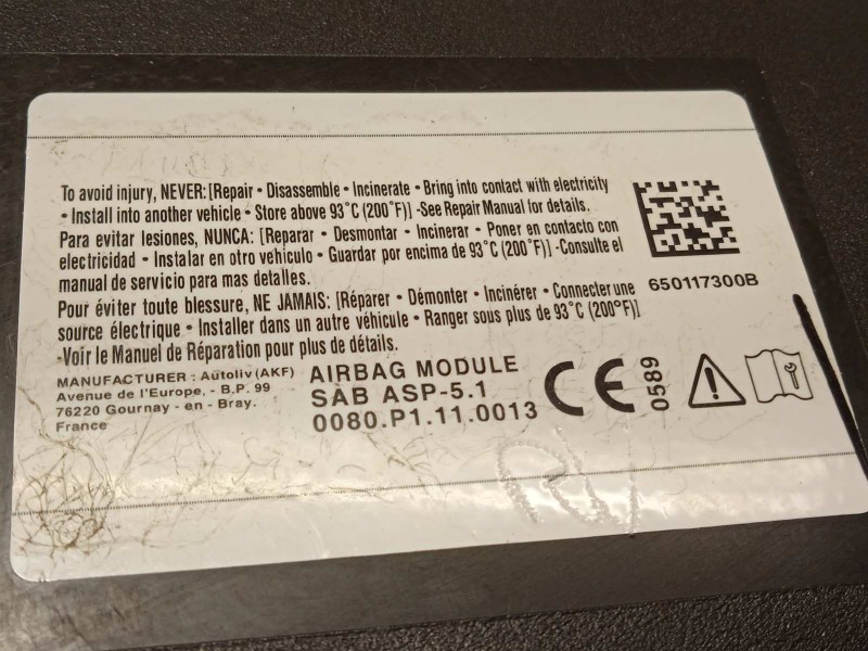 Recambio de airbag lateral delantero derecho para honda hr-v advance referencia OEM IAM 0080P1110013  650117300B