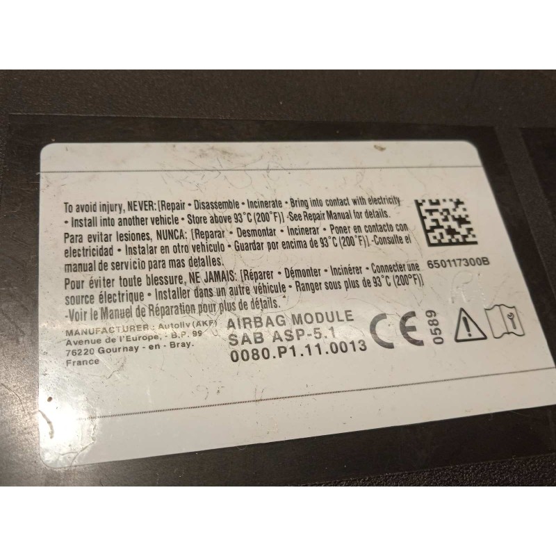 Recambio de airbag lateral delantero izquierdo para honda hr-v advance referencia OEM IAM 0080P1110013  650117300B