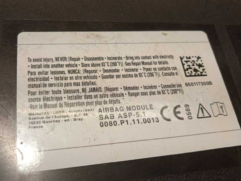 Recambio de airbag lateral delantero izquierdo para honda hr-v advance referencia OEM IAM 0080P1110013  650117300B