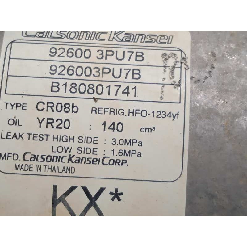 Recambio de compresor aire acondicionado para nissan juke (f15) 1.6 cat referencia OEM IAM 926003PU7B  