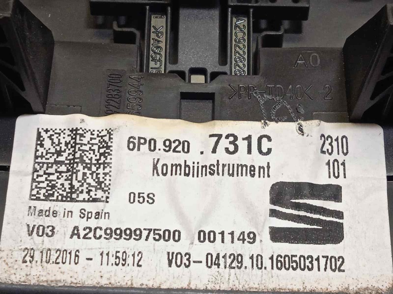 Recambio de cuadro instrumentos para seat ibiza (6p1) reference referencia OEM IAM 6P0920731C  