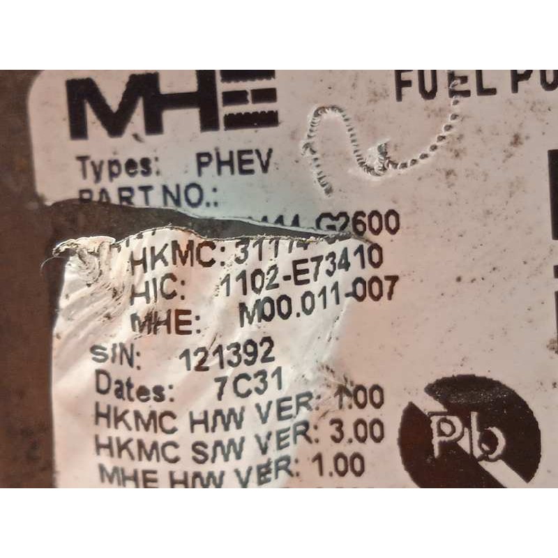 Recambio de bomba combustible para hyundai ioniq hybrid referencia OEM IAM 31114G2600  31110G2600