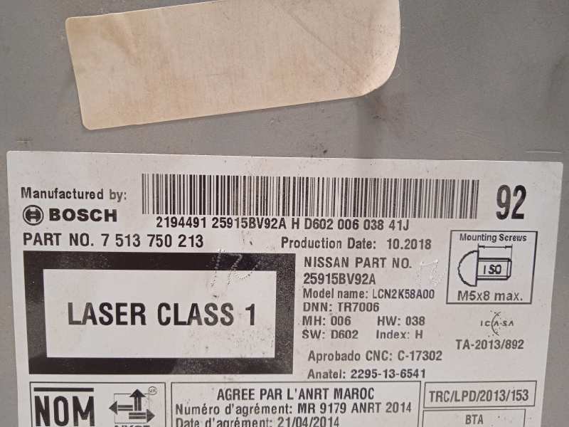 Recambio de sistema navegacion gps para nissan juke (f15) 1.6 cat referencia OEM IAM 25915BV92A  7513750213