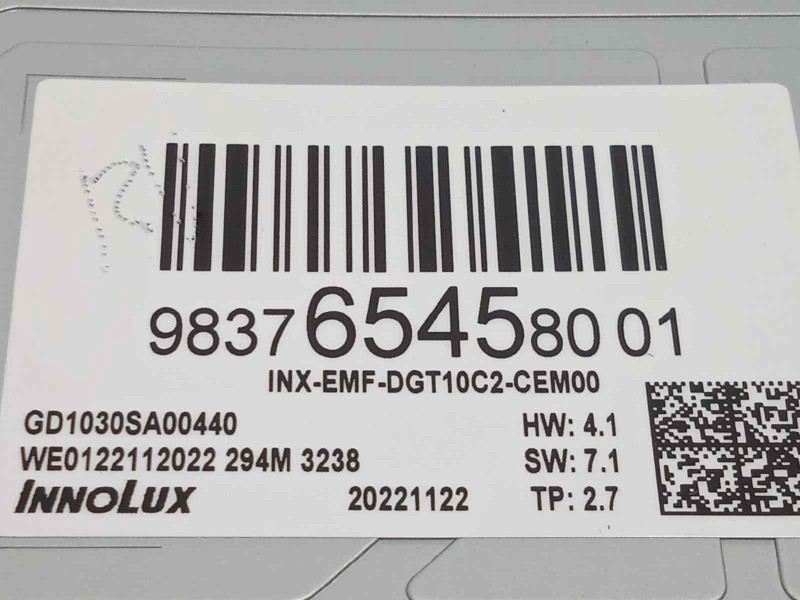 Recambio de pantalla multifuncion para peugeot 308 gt referencia OEM IAM 9837654580  