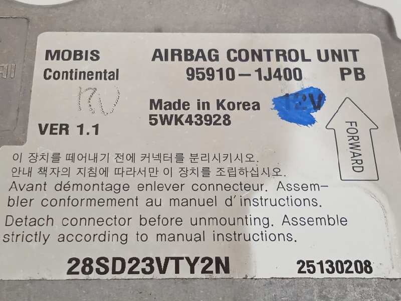 Recambio de centralita airbag para hyundai i20 1.2 16v cat referencia OEM IAM 959101J400  