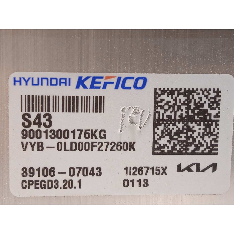 Recambio de centralita motor uce para kia rio (yb) 1.0 tgdi cat referencia OEM IAM 3910607043  