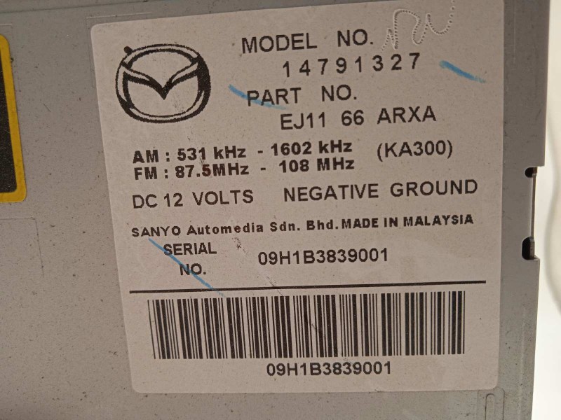 Recambio de sistema audio / radio cd para mazda cx-7 (er) active referencia OEM IAM EJ1166ARXA  