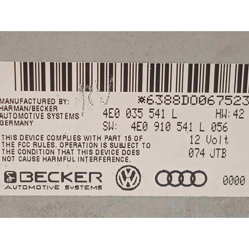 Recambio de sistema audio / radio cd para audi q7 (4l) 3.0 tdi referencia OEM IAM 4E0035541L  