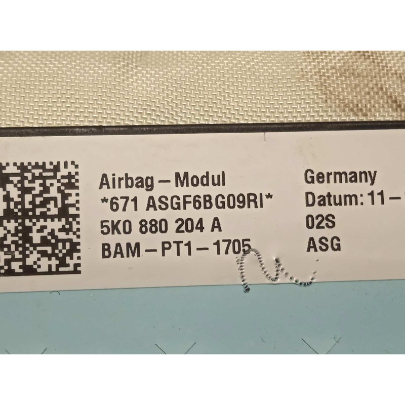 Recambio de airbag delantero derecho para volkswagen tiguan (5n2) t1 bluemotion referencia OEM IAM 5K0880204A  