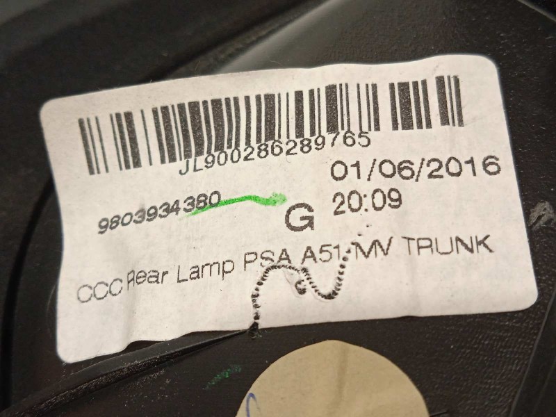 Recambio de piloto trasero izquierdo interior para citroën c3 live edition referencia OEM IAM 9803934380  