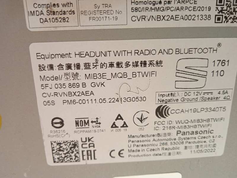 Recambio de pantalla multifuncion para seat ibiza (kj1) style referencia OEM IAM 5FJ035869BGVK  5FJ035869B