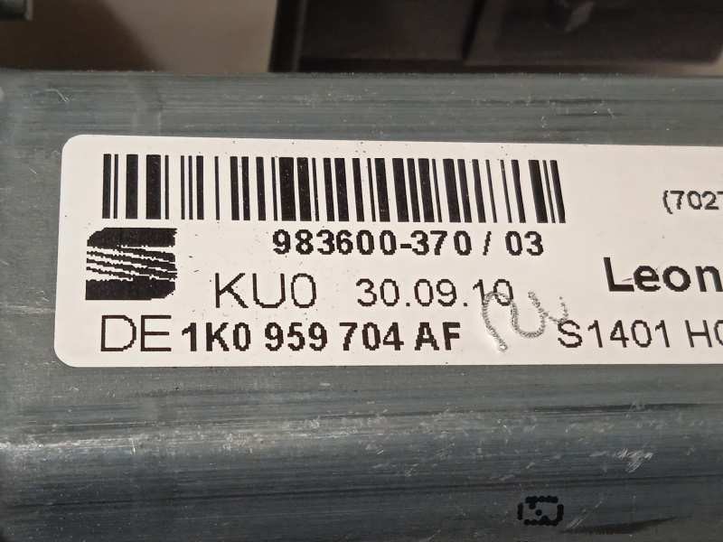 Recambio de elevalunas trasero derecho para seat leon (1p1) 1.6 tdi referencia OEM IAM 1K0959704AF  