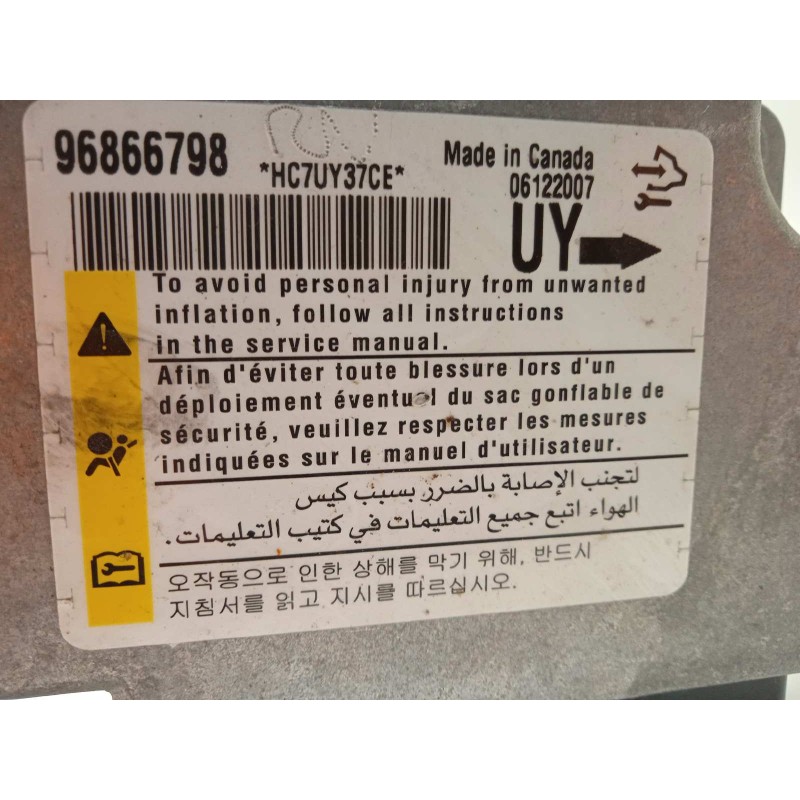 Recambio de centralita airbag para opel antara 2.0 cdti cat (z 20 dmh / llw) referencia OEM IAM 96866798  