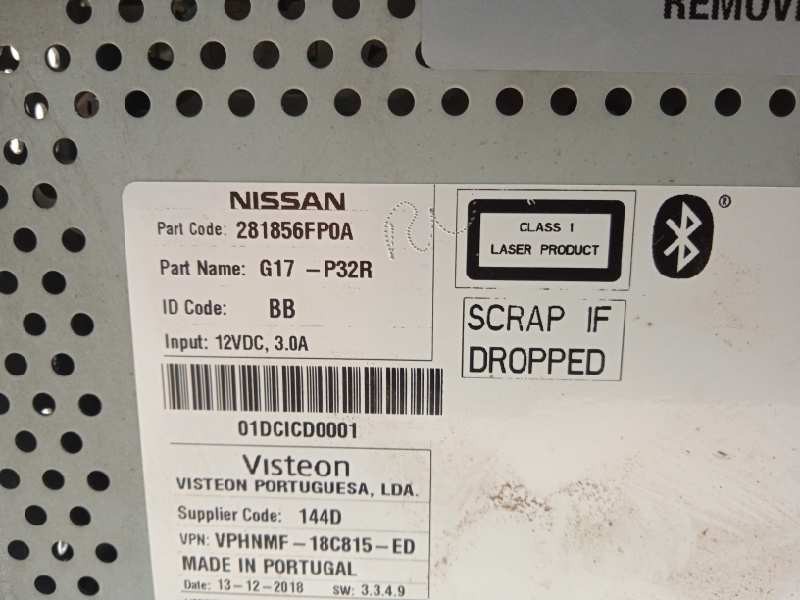 Recambio de sistema audio / radio cd para nissan x-trail (t32) n-connecta referencia OEM IAM 281856FP0A  