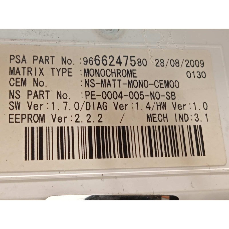 Recambio de cuadro instrumentos para peugeot 5008 sport pack referencia OEM IAM 9666276280  9666247580