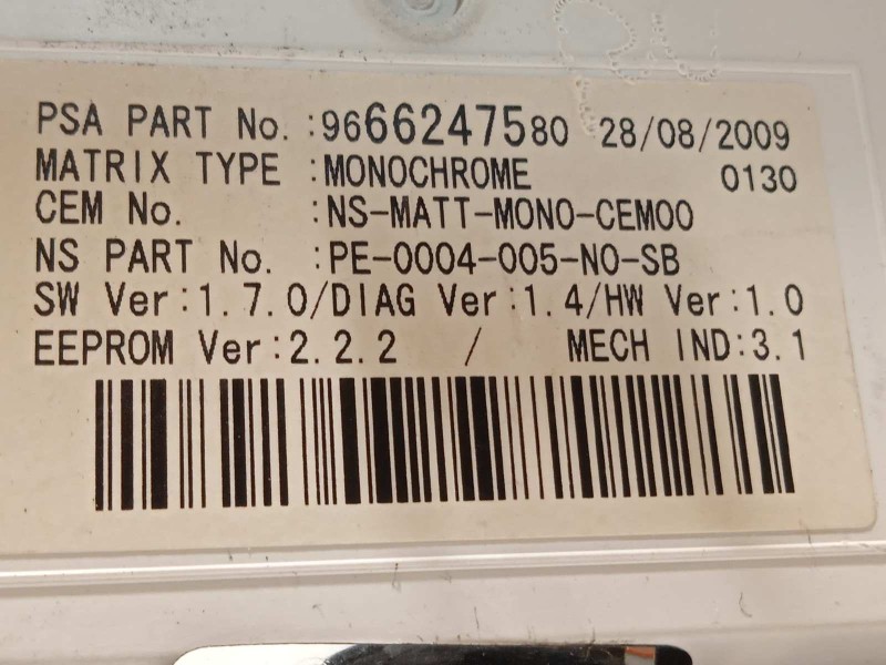 Recambio de cuadro instrumentos para peugeot 5008 sport pack referencia OEM IAM 9666276280  9666247580