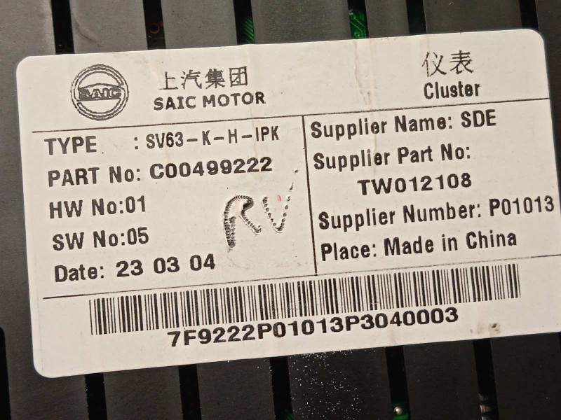 Recambio de cuadro instrumentos para auto union deliver 9 2.0 referencia OEM IAM C00499222  