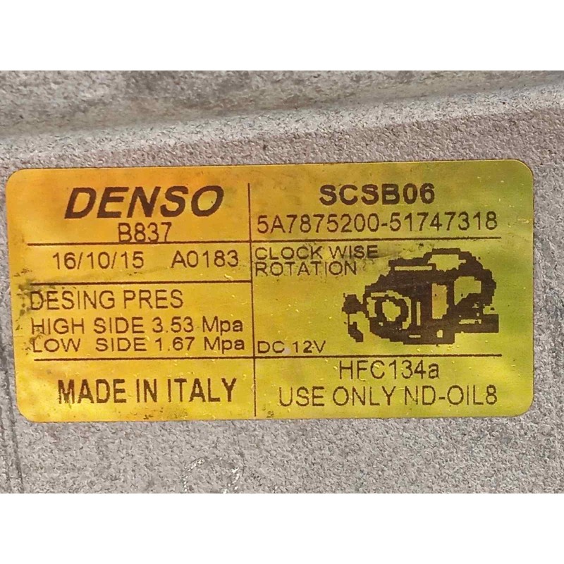Recambio de compresor aire acondicionado para fiat 500 1.2 referencia OEM IAM 51747318  5A7875200