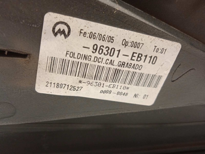 Recambio de retrovisor derecho para nissan navara pick-up (d40m) doble cab se 4x4 referencia OEM IAM 96301EB110  