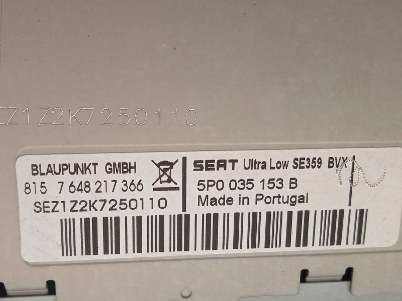 Recambio de sistema audio / radio cd para seat altea (5p1) reference ecomotive referencia OEM IAM 5P0035153B  