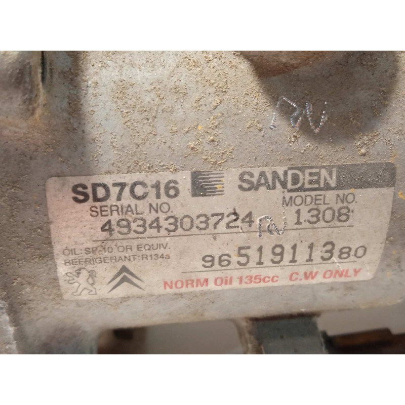 Recambio de compresor aire acondicionado para citroën c4 picasso sx referencia OEM IAM 9651911380 SD7C16 648728