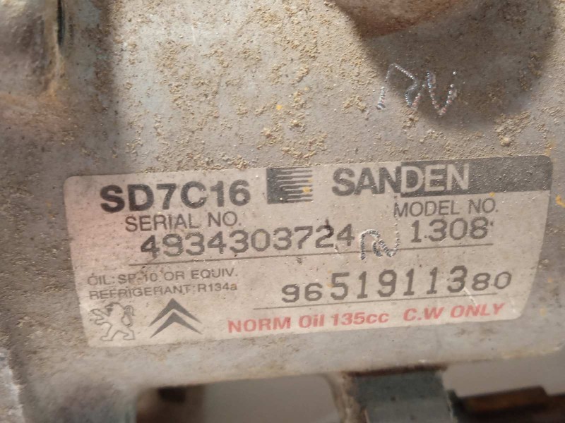 Recambio de compresor aire acondicionado para citroën c4 picasso sx referencia OEM IAM 9651911380 SD7C16 648728