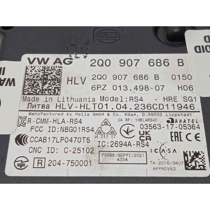 Recambio de modulo electronico para volkswagen arteon (3h8) 2.0 ltr tfsi referencia OEM IAM 2Q0907686B  