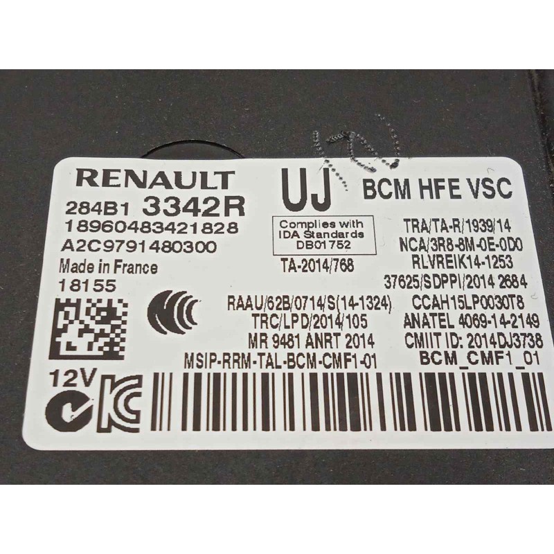 Recambio de centralita confort para renault kadjar 1.2 tce energy referencia OEM IAM 284B13342R  A2C9791480300