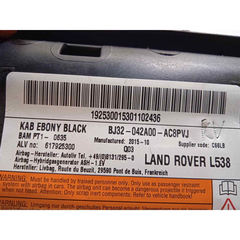 Recambio de airbag delantero izquierdo para land rover evoque 2.0 td4 cat referencia OEM IAM BJ32042A00AC8PVJ  LR026034