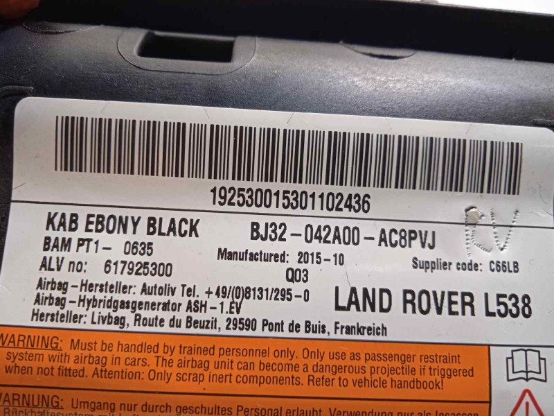 Recambio de airbag delantero izquierdo para land rover evoque 2.0 td4 cat referencia OEM IAM BJ32042A00AC8PVJ  LR026034