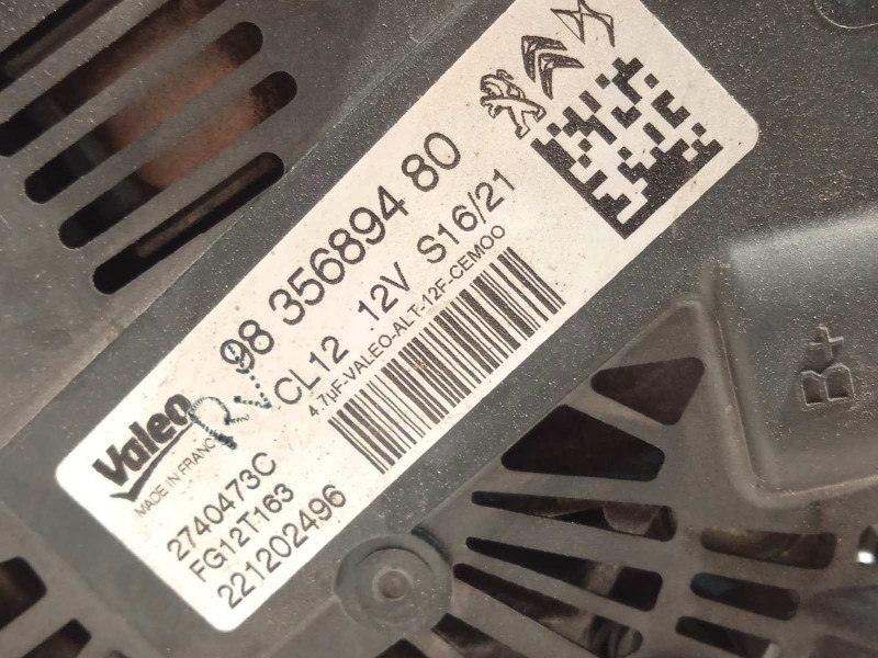 Recambio de alternador para ds 3 crossback 1.2 12v puretech referencia OEM IAM 9835689480 2740473C FG12T163