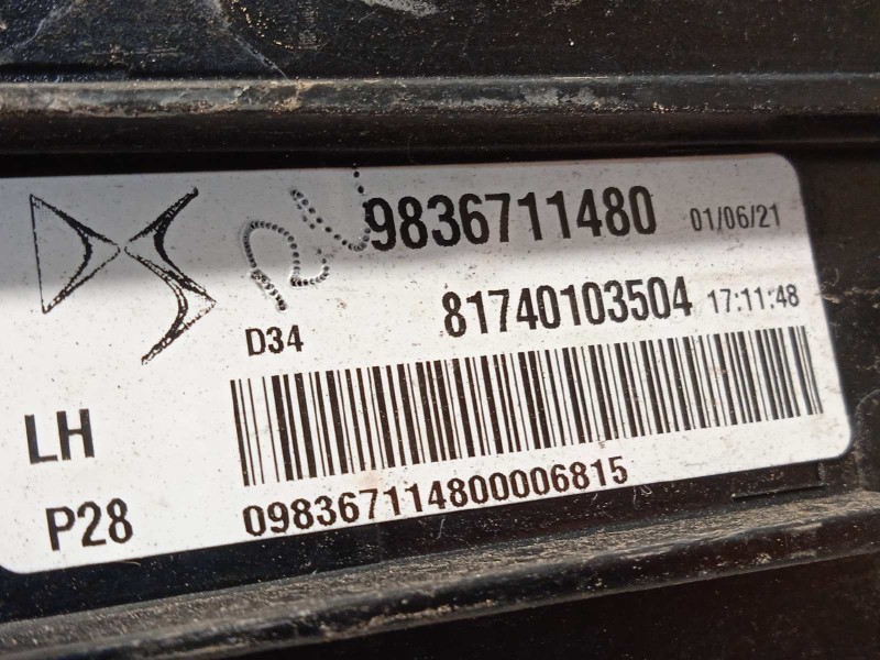 Recambio de piloto trasero izquierdo para ds 3 crossback 1.2 12v puretech referencia OEM IAM 9836711480  