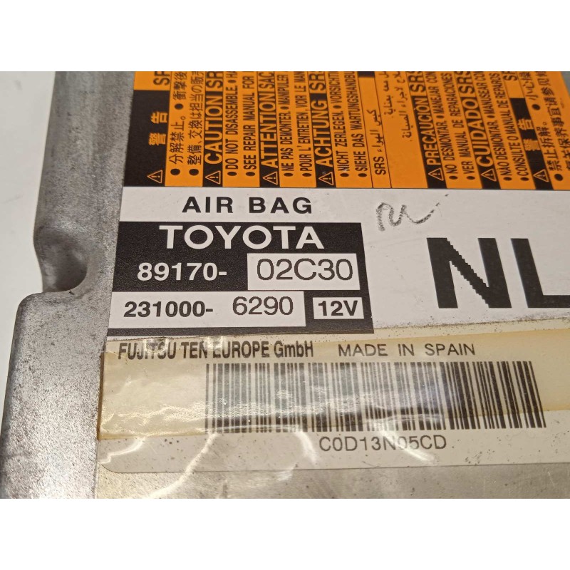 Recambio de centralita airbag para toyota auris 1.8 16v (híbrido) referencia OEM IAM 8917002C30  2310006290