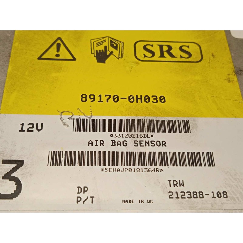 Recambio de centralita airbag para toyota aygo (kgb/wnb) 1.0 cat referencia OEM IAM 891700H030  