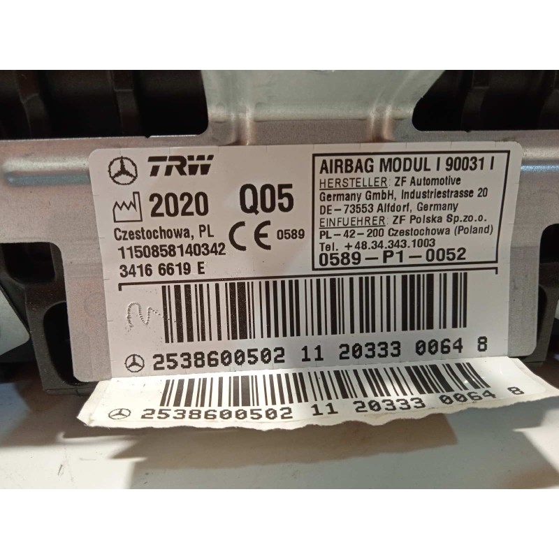 Recambio de airbag delantero derecho para mercedes-benz clase glc coupe (bm 253)(6.2016) referencia OEM IAM A2538600502  