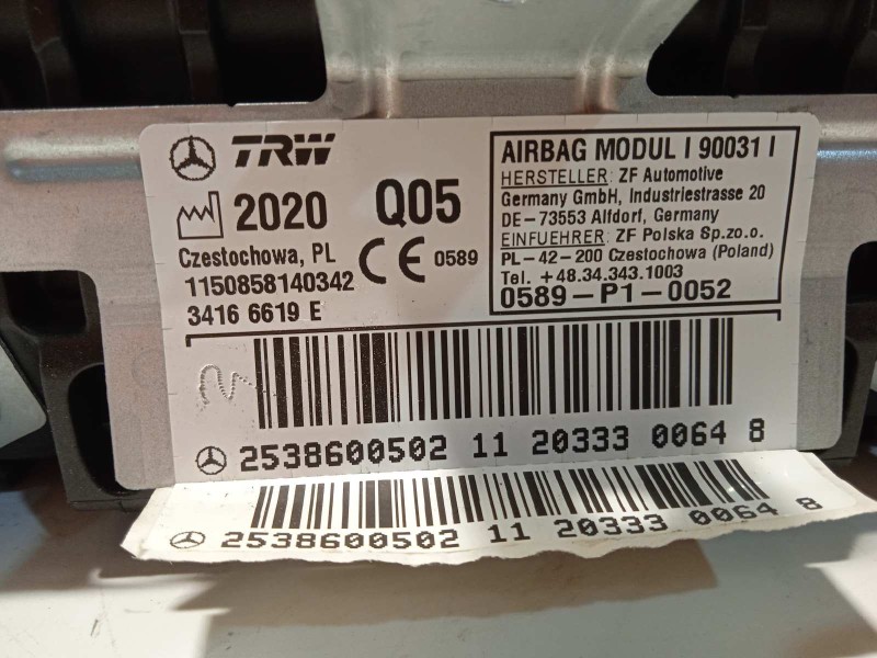 Recambio de airbag delantero derecho para mercedes-benz clase glc coupe (bm 253)(6.2016) referencia OEM IAM A2538600502  