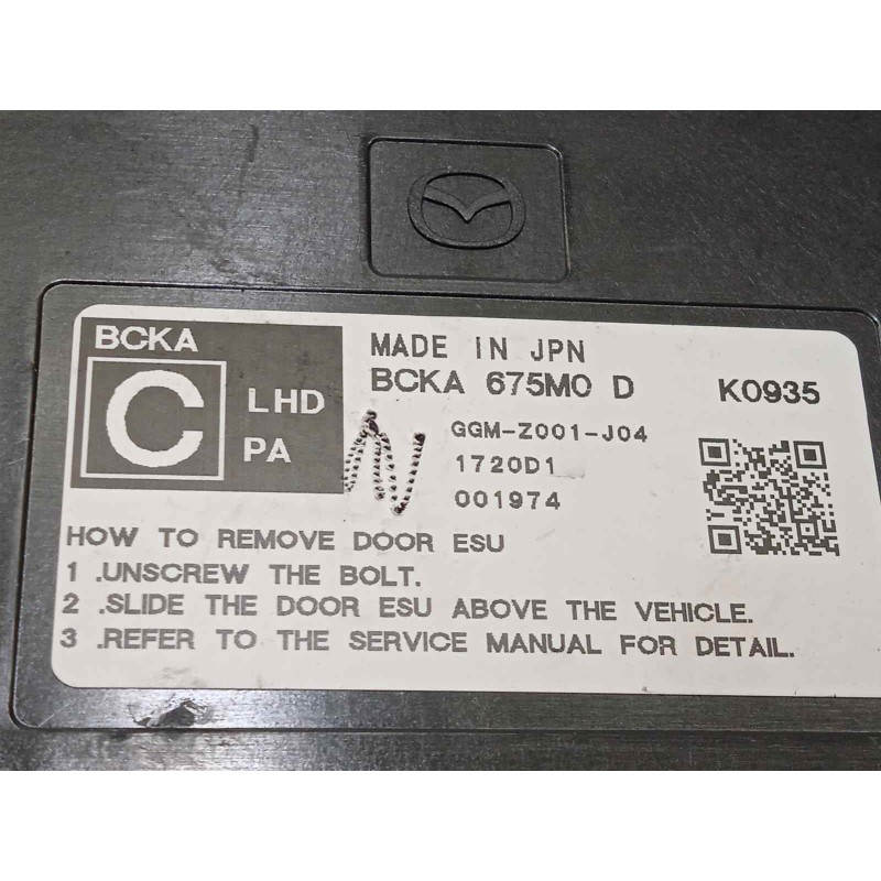 Recambio de modulo confort para mazda cx-30 referencia OEM IAM BCKA675M0D  
