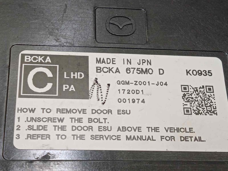 Recambio de modulo confort para mazda cx-30 referencia OEM IAM BCKA675M0D  