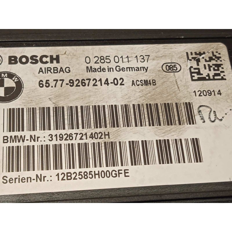 Recambio de centralita airbag para bmw serie 1 lim. (f20) 116d referencia OEM IAM 65779267214  0285011137