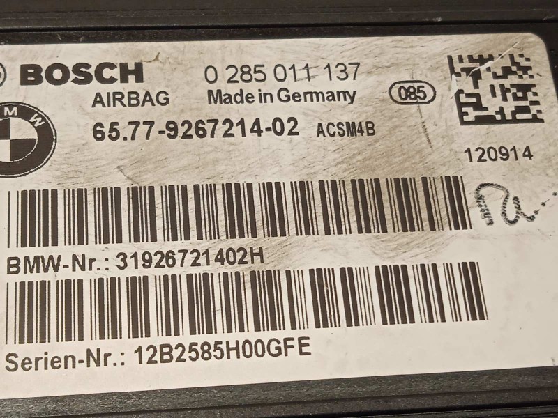 Recambio de centralita airbag para bmw serie 1 lim. (f20) 116d referencia OEM IAM 65779267214  0285011137