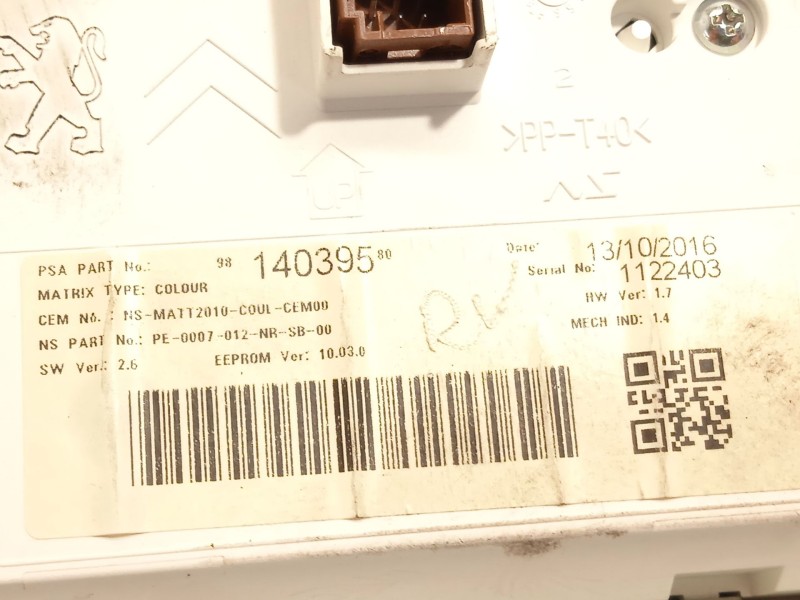 Recambio de cuadro instrumentos para peugeot 2008 (--.2013) 1.2 12v e-thp referencia OEM IAM   