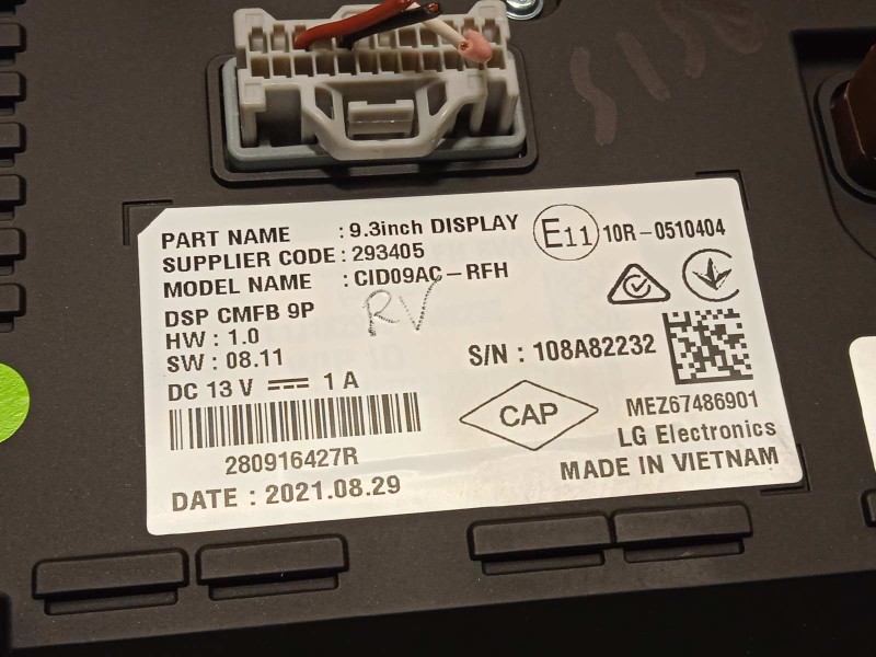 Recambio de pantalla multifuncion para renault captur ii zen referencia OEM IAM 280916427R  