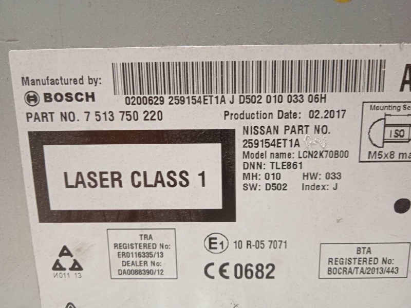 Recambio de sistema navegacion gps para nissan qashqai (j11) 1.5 turbodiesel cat referencia OEM IAM 259154ET1A  