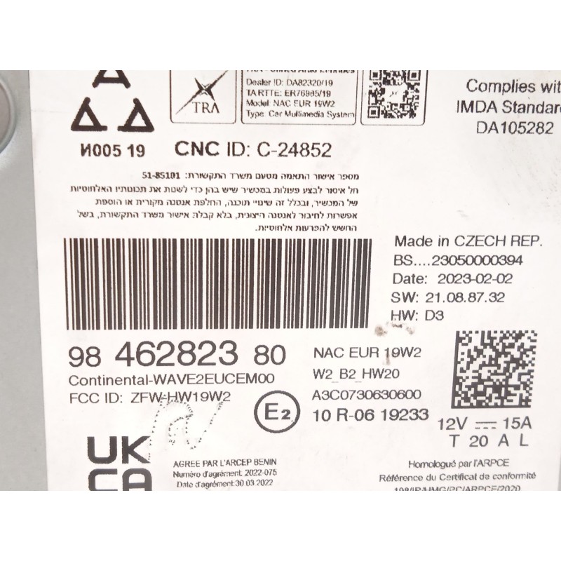 Recambio de sistema audio / radio cd para opel crossland x 1.2 referencia OEM IAM 9846282380  