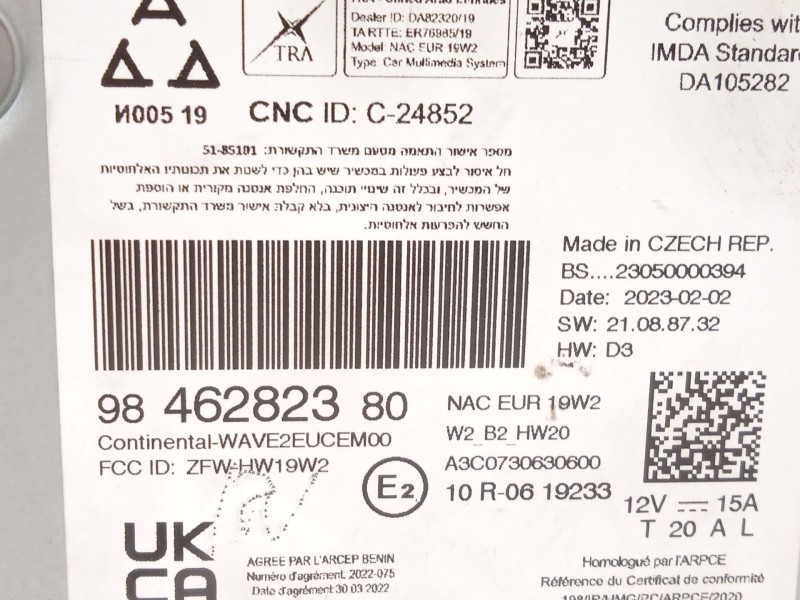 Recambio de sistema audio / radio cd para opel crossland x 1.2 referencia OEM IAM 9846282380  